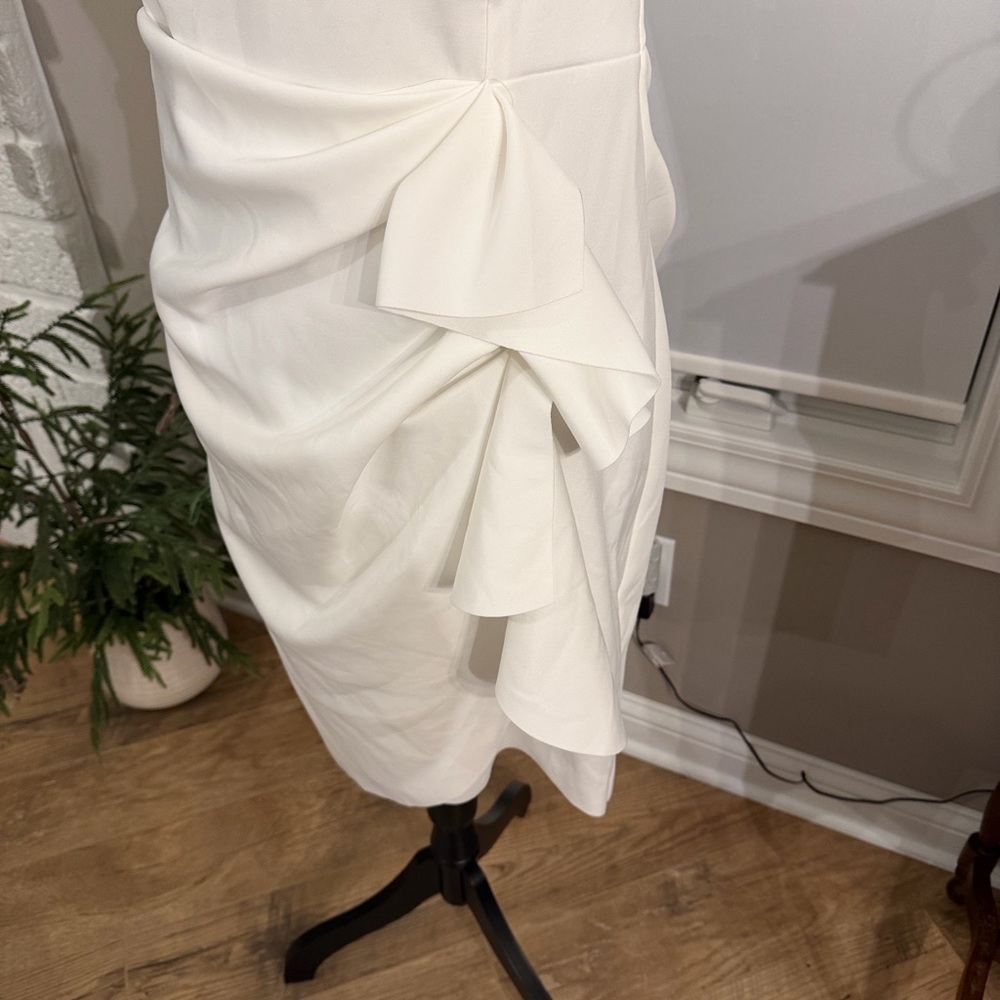 Xscape Asymmetrical White Dress - Picture 2 of 9